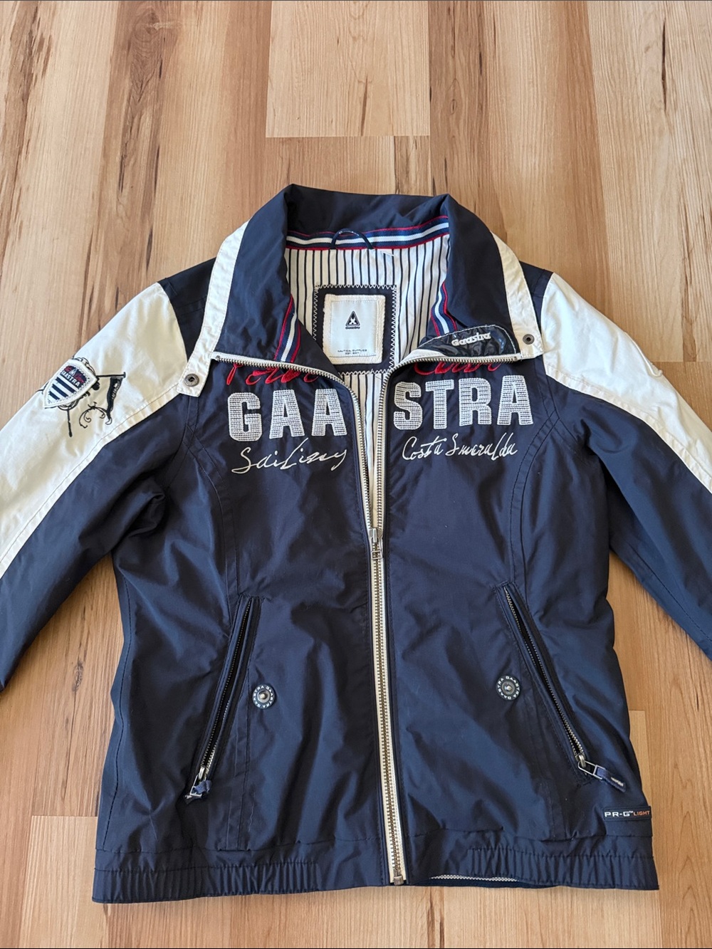 Vintage Gaastra Navy and White Sailing Jacket with Embroidered Crest